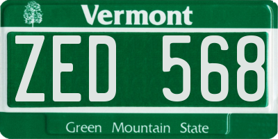 VT license plate ZED568