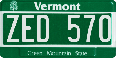 VT license plate ZED570