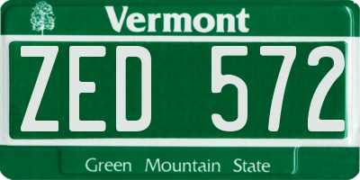 VT license plate ZED572