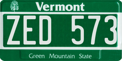 VT license plate ZED573