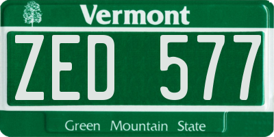 VT license plate ZED577