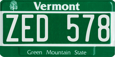 VT license plate ZED578