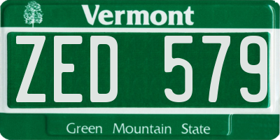 VT license plate ZED579