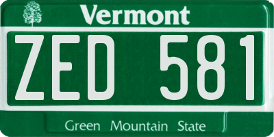 VT license plate ZED581