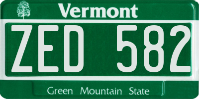 VT license plate ZED582