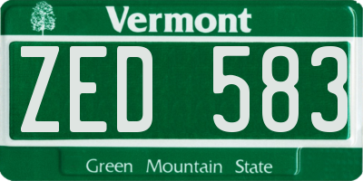 VT license plate ZED583