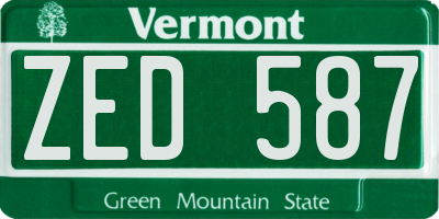 VT license plate ZED587