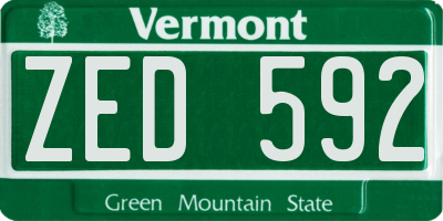 VT license plate ZED592