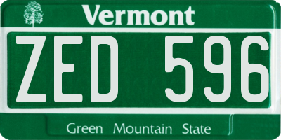 VT license plate ZED596