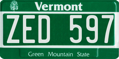 VT license plate ZED597