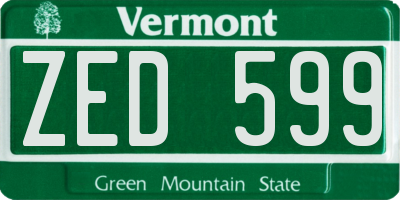 VT license plate ZED599