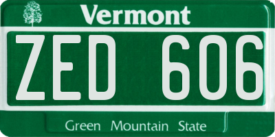 VT license plate ZED606