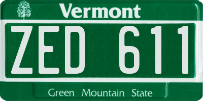 VT license plate ZED611