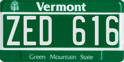 VT license plate ZED616