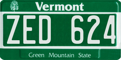 VT license plate ZED624
