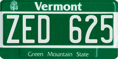 VT license plate ZED625