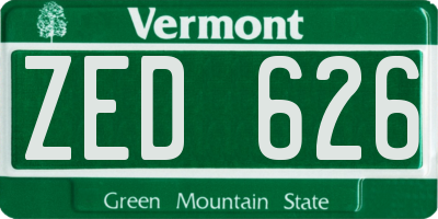 VT license plate ZED626