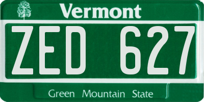 VT license plate ZED627