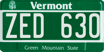 VT license plate ZED630