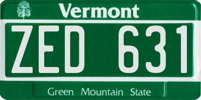 VT license plate ZED631