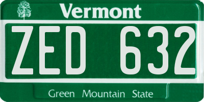 VT license plate ZED632