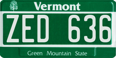 VT license plate ZED636