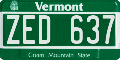 VT license plate ZED637