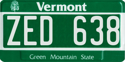 VT license plate ZED638