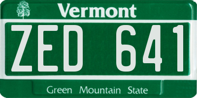VT license plate ZED641
