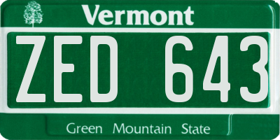 VT license plate ZED643