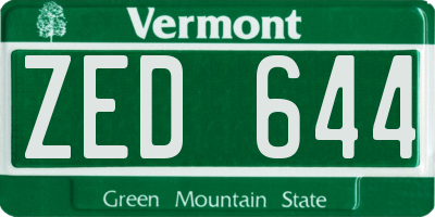 VT license plate ZED644