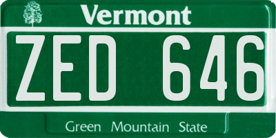 VT license plate ZED646