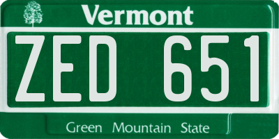 VT license plate ZED651