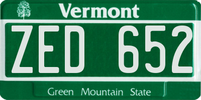 VT license plate ZED652