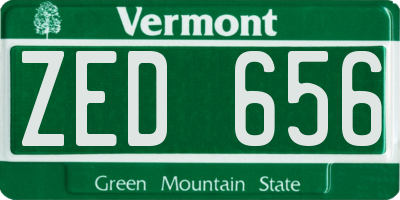 VT license plate ZED656