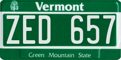VT license plate ZED657