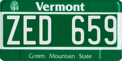 VT license plate ZED659