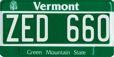 VT license plate ZED660