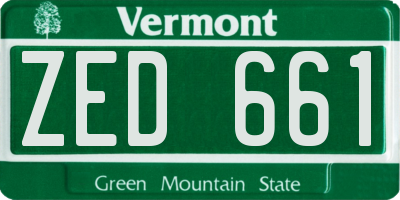 VT license plate ZED661