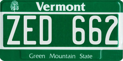 VT license plate ZED662