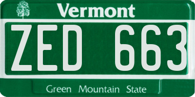 VT license plate ZED663