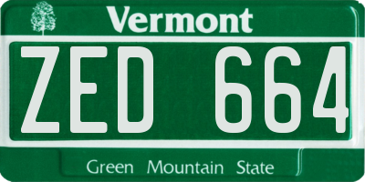 VT license plate ZED664