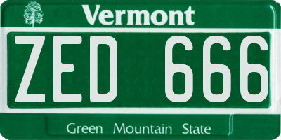VT license plate ZED666