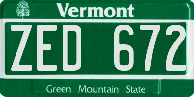 VT license plate ZED672