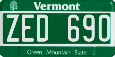 VT license plate ZED690