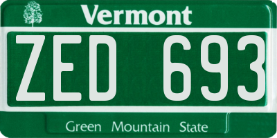 VT license plate ZED693