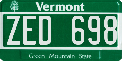 VT license plate ZED698