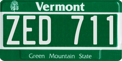 VT license plate ZED711