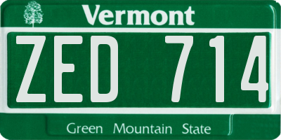 VT license plate ZED714