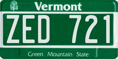 VT license plate ZED721